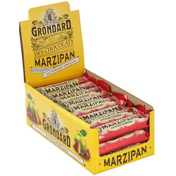 №1 TM Grondard     (8415) Батончики глазированные Марципановые Клюква, (24шт по 50г)    в Конакове