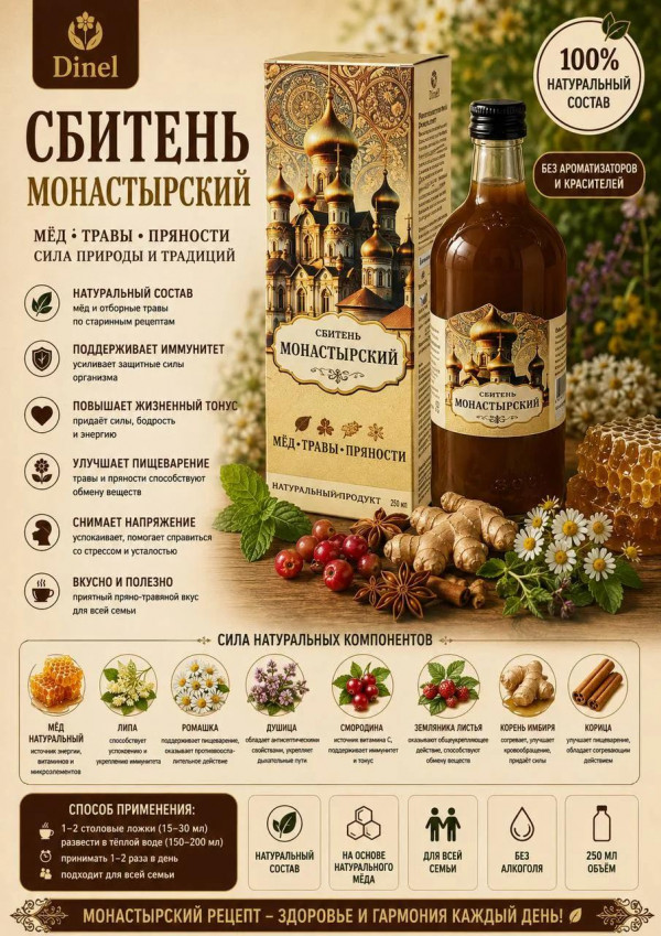 №2 Сбитень Монастырский, 250мл  в Конакове